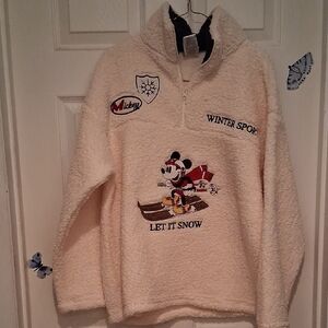 Disney Cream Fleece Jacket with Mickey Design
